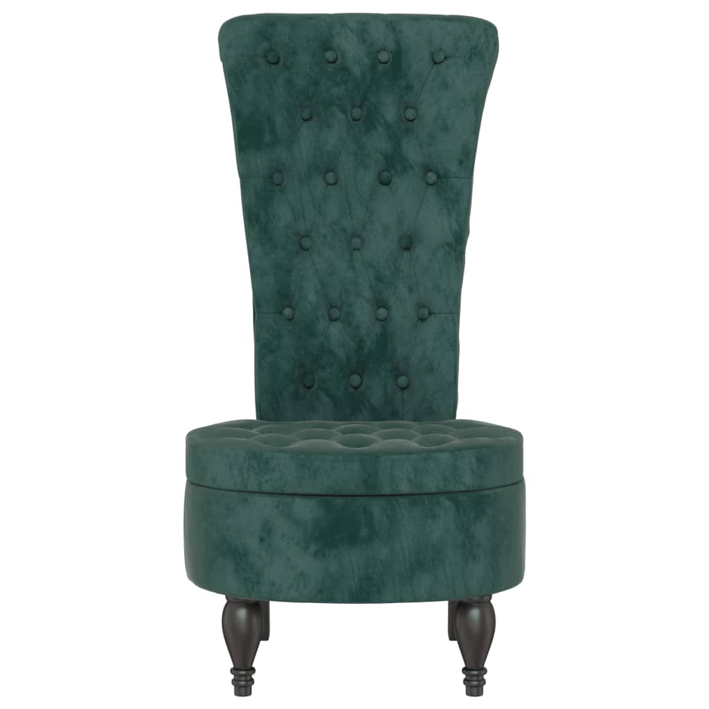 vidaXL Fotoliu cu spătar înalt verde închis catifea design cu nasturi vidaXL Fotoliu cu spătar înalt verde închis catifea design cu nasturi