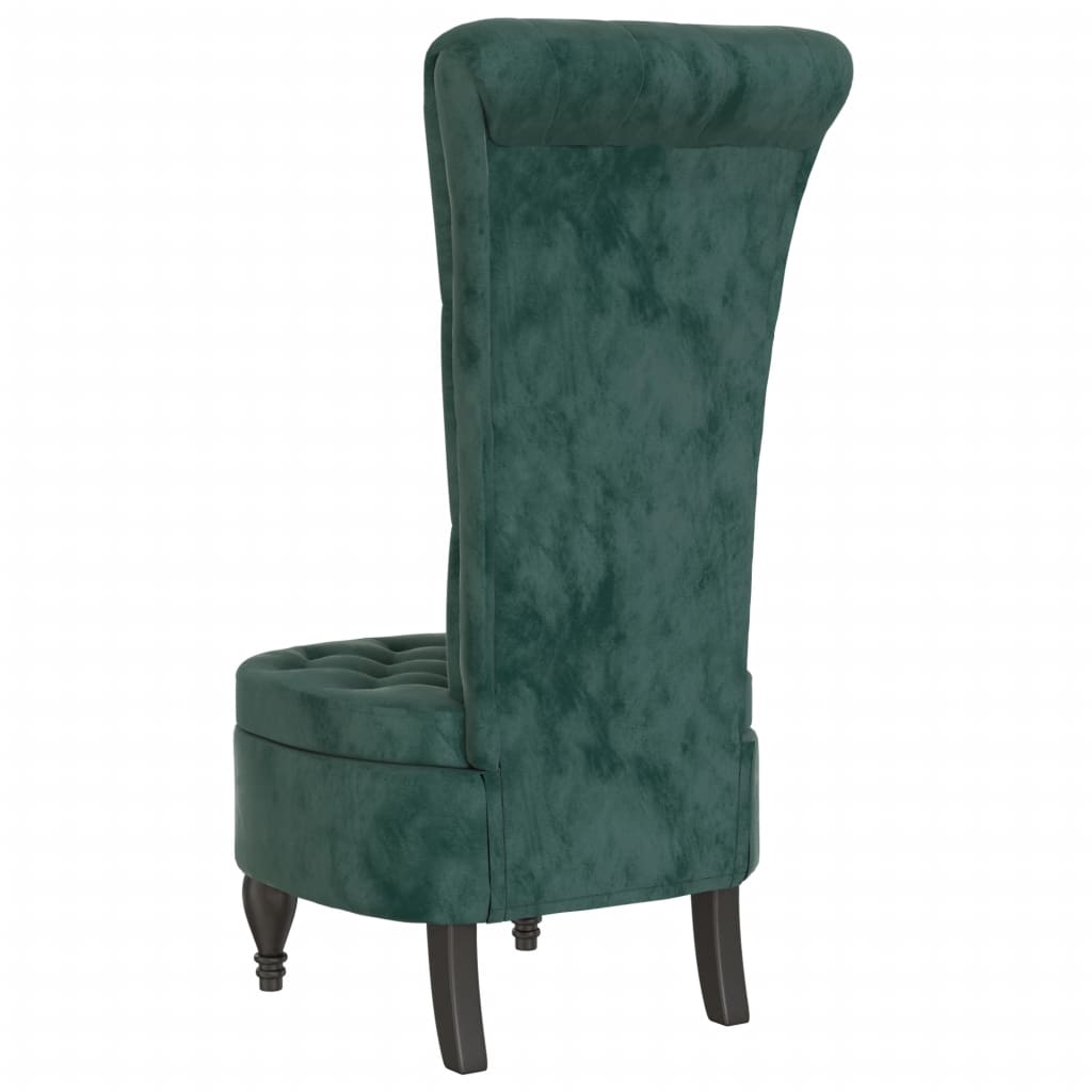 vidaXL Fotoliu cu spătar înalt verde închis catifea design cu nasturi vidaXL Fotoliu cu spătar înalt verde închis catifea design cu nasturi