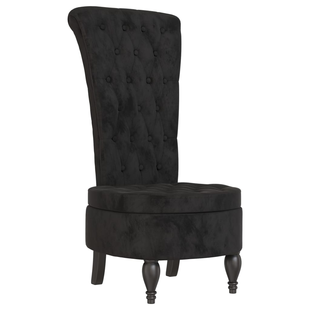 vidaXL Fotoliu cu spătar înalt, negru, catifea, design cu nasturi vidaXL Fotoliu cu spătar înalt, negru, catifea, design cu nasturi