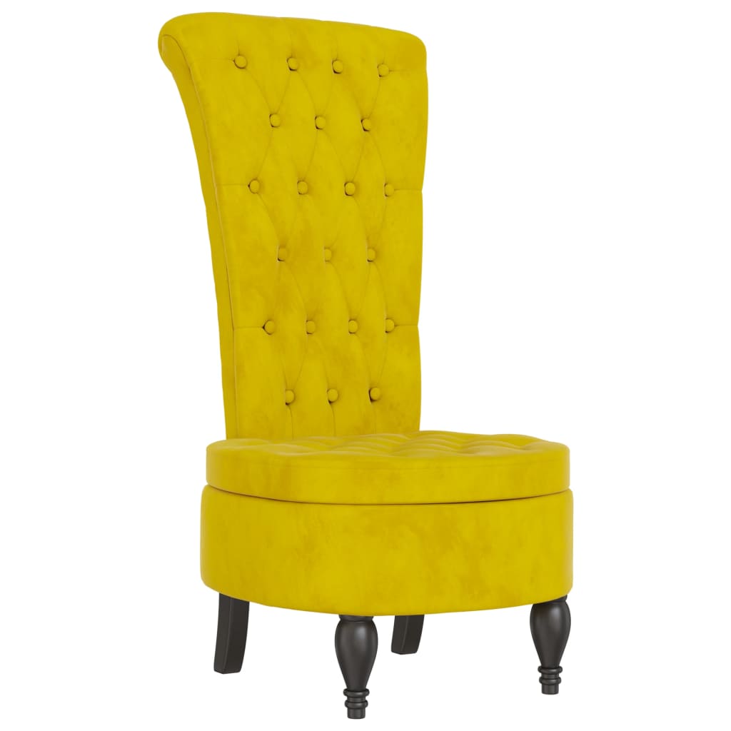 vidaXL Fotoliu cu spătar înalt, galben, catifea, design cu nasturi vidaXL Fotoliu cu spătar înalt, galben, catifea, design cu nasturi