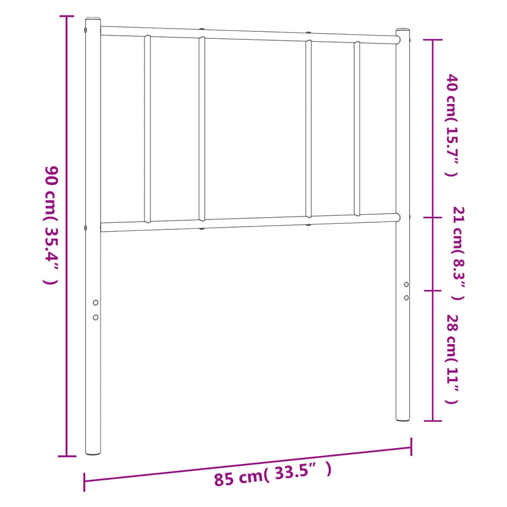 vidaXL Tăblie de pat metalică, negru, 80 cm