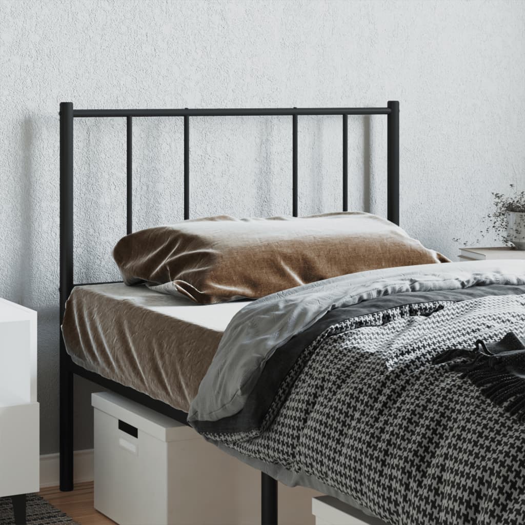 vidaXL Tăblie de pat metalică, negru, 90 cm