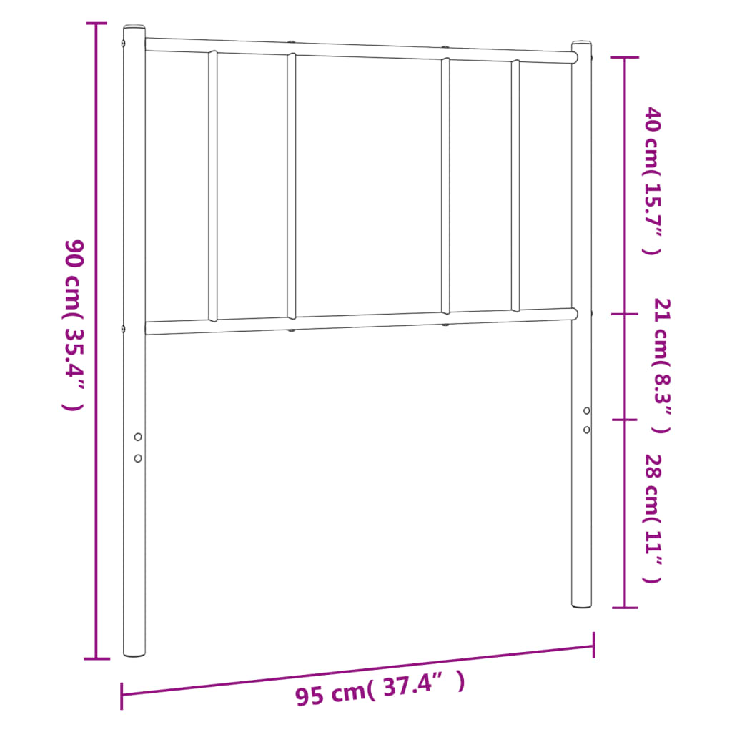 vidaXL Tăblie de pat metalică, negru, 90 cm