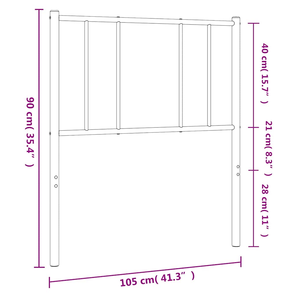 vidaXL Tăblie de pat metalică, negru, 100 cm vidaXL Tăblie de pat metalică, negru, 100 cm