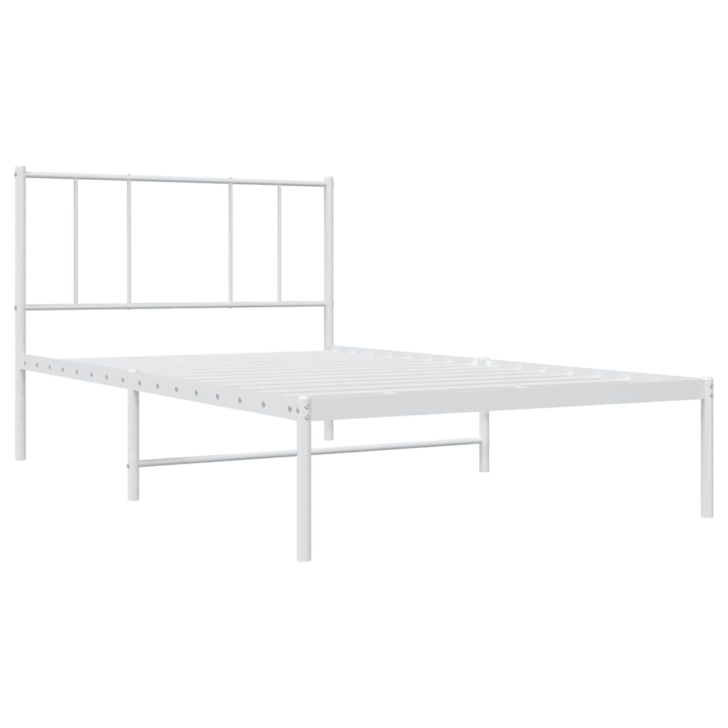 vidaXL Cadru de pat din metal cu tăblie, alb, 100x200 cm
