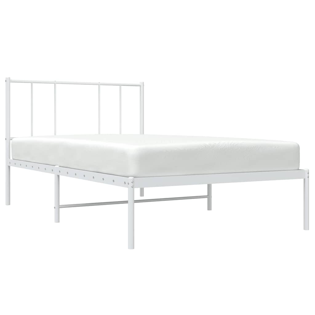 vidaXL Cadru de pat din metal cu tăblie, alb, 100x200 cm