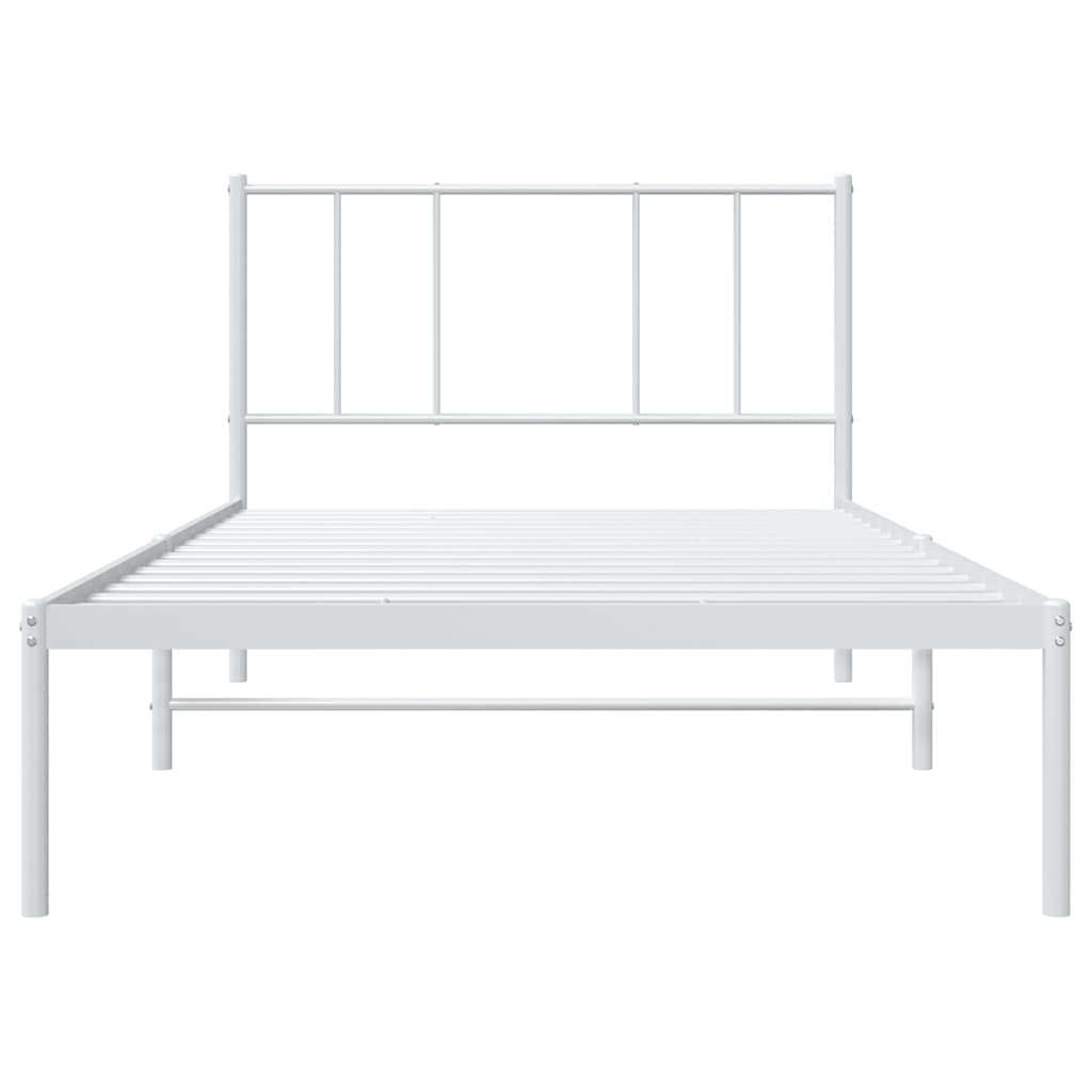 vidaXL Cadru de pat din metal cu tăblie, alb, 100x200 cm