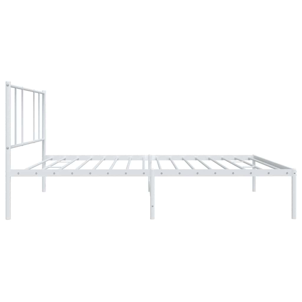 vidaXL Cadru de pat din metal cu tăblie, alb, 100x200 cm