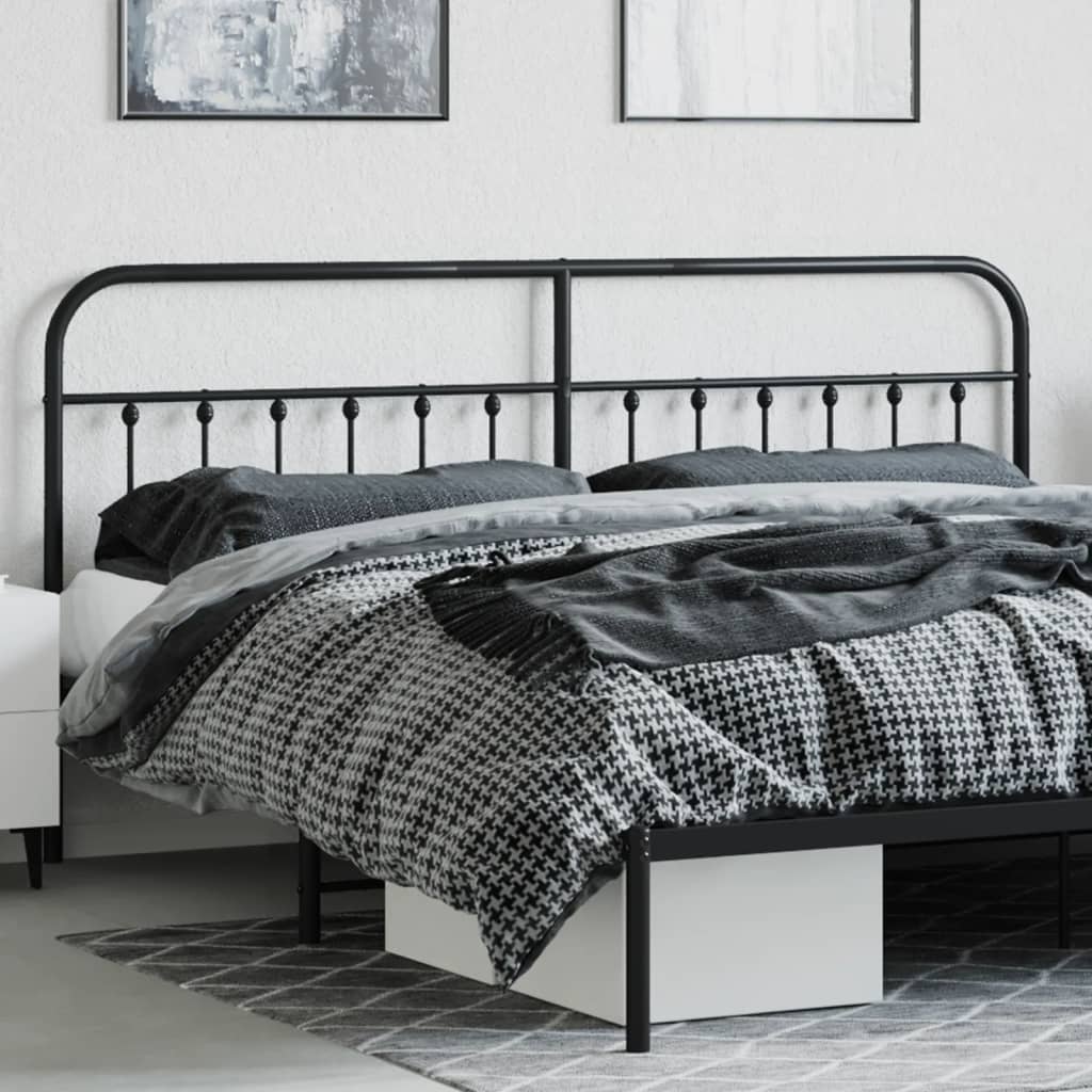 vidaXL Tăblie de pat metalică, negru, 200 cm