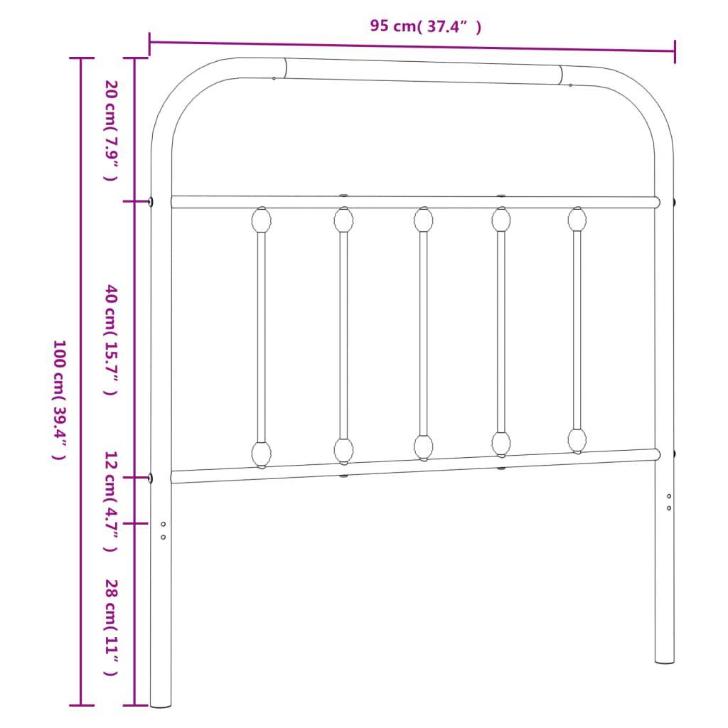 vidaXL Tăblie de pat metalică, alb, 90 cm vidaXL Tăblie de pat metalică, alb, 90 cm