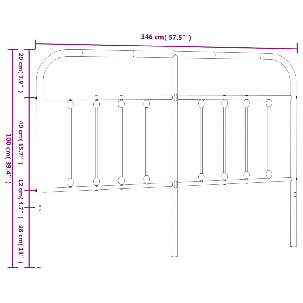 vidaXL Tăblie de pat metalică, alb, 140 cm vidaXL Tăblie de pat metalică, alb, 140 cm
