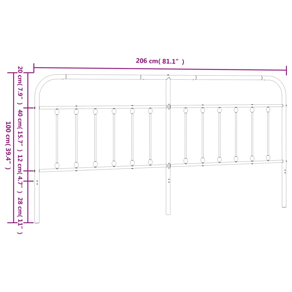 vidaXL Tăblie de pat metalică, alb, 200 cm vidaXL Tăblie de pat metalică, alb, 200 cm