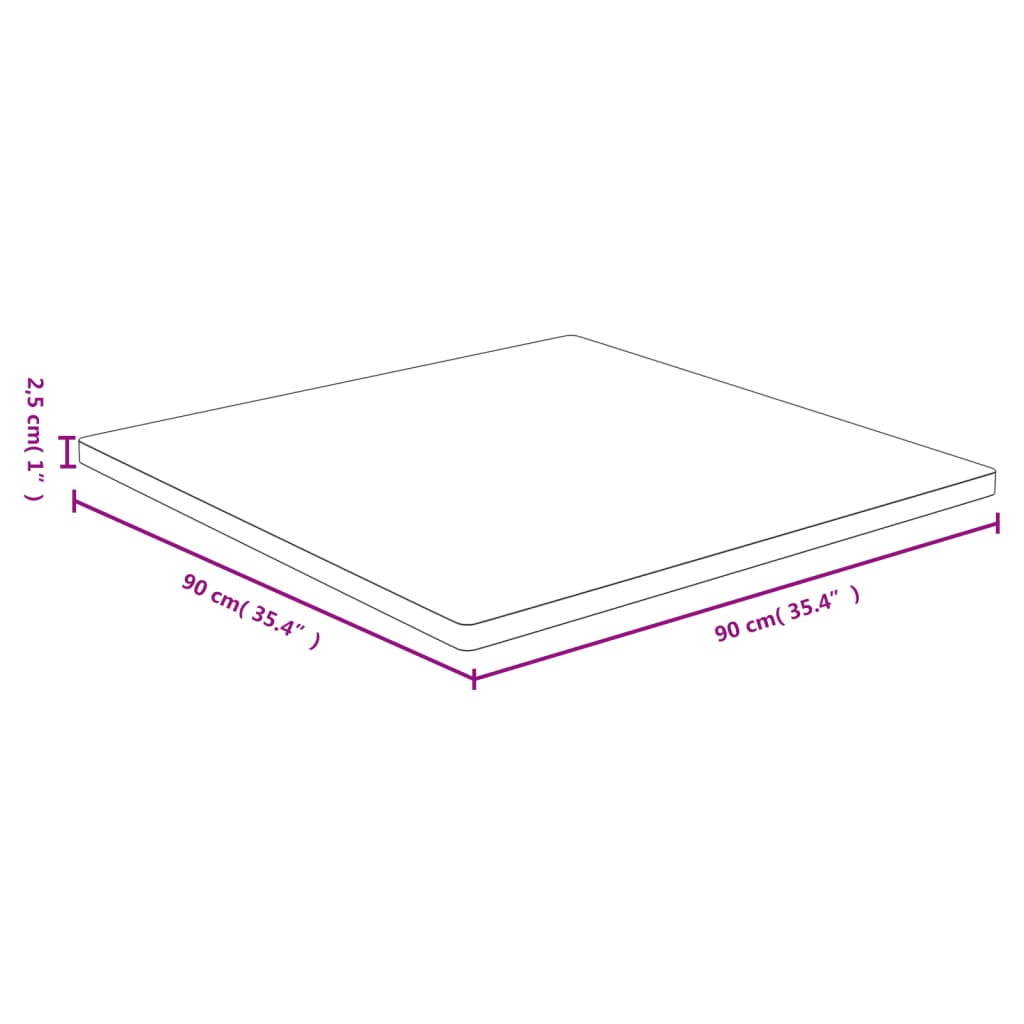 vidaXL Blat de masă, 90x90x2,5 cm, bambus