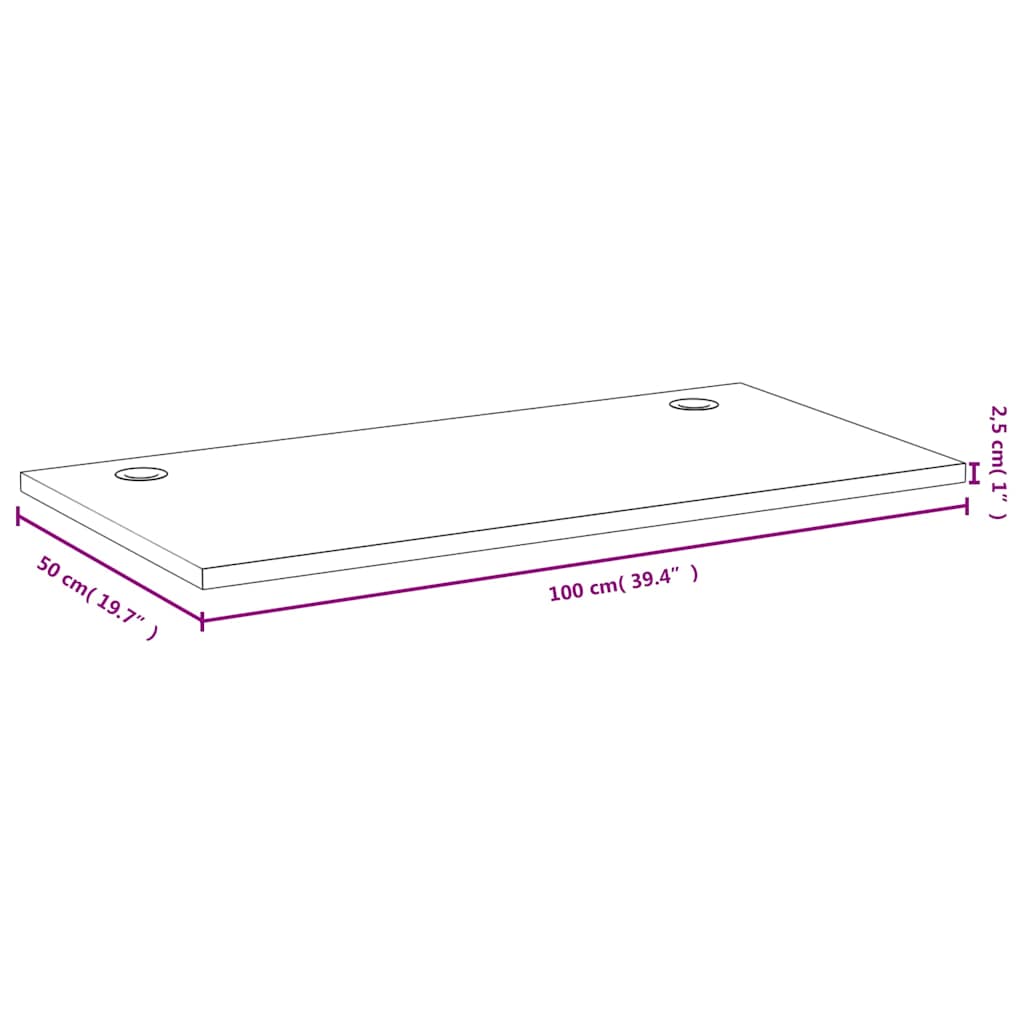 vidaXL Blat de masă, 100x50x2,5 cm, bambus vidaXL Blat de masă, 100x50x2,5 cm, bambus