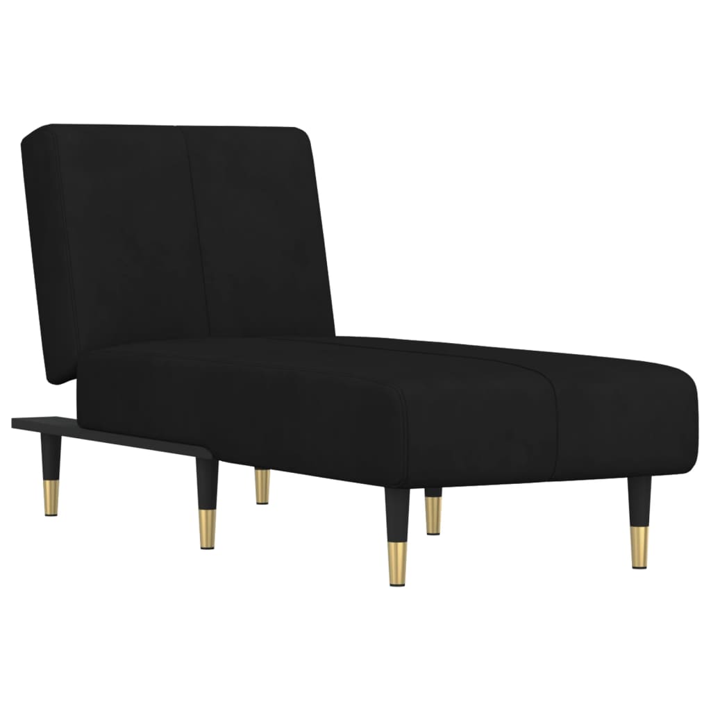 vidaXL Șezlong, negru, catifea vidaXL Șezlong, negru, catifea