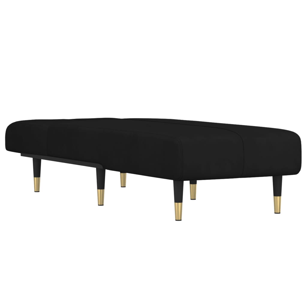 vidaXL Șezlong, negru, catifea vidaXL Șezlong, negru, catifea