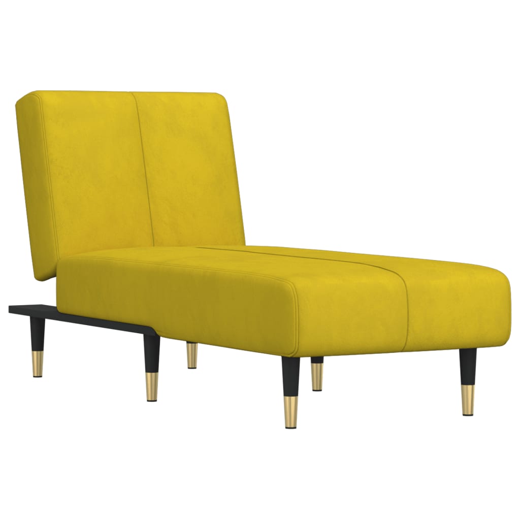 vidaXL Șezlong, galben, catifea vidaXL Șezlong, galben, catifea