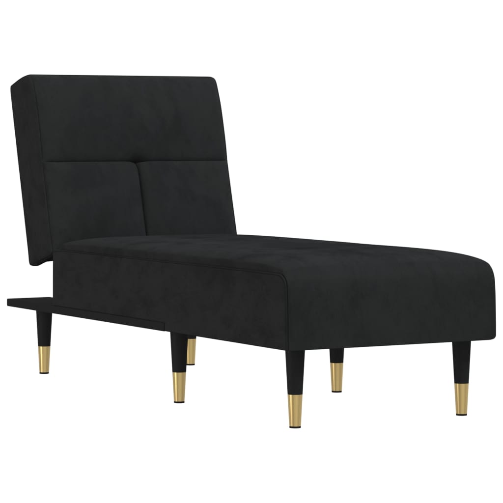 vidaXL Șezlong, negru, catifea vidaXL Șezlong, negru, catifea