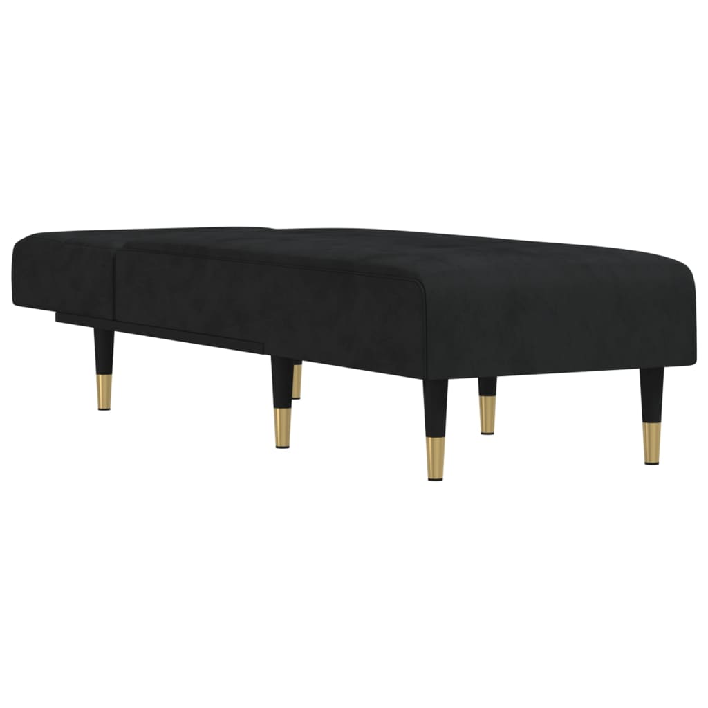 vidaXL Șezlong, negru, catifea vidaXL Șezlong, negru, catifea