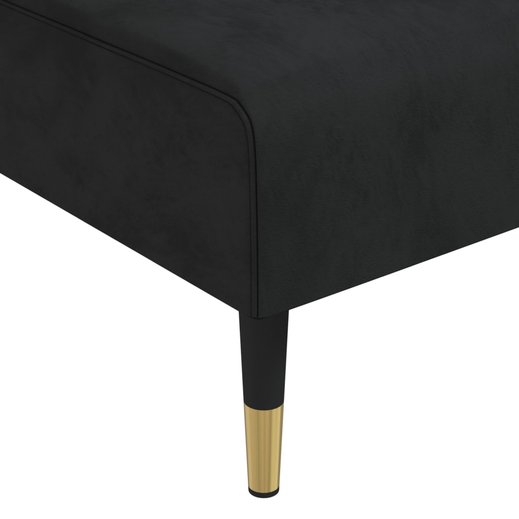 vidaXL Șezlong, negru, catifea vidaXL Șezlong, negru, catifea