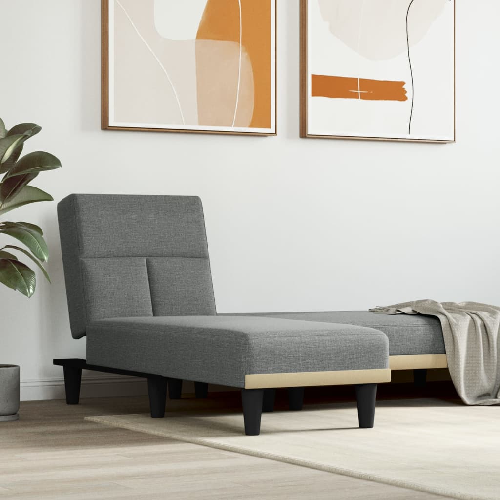 vidaXL Șezlong, gri închis, material textil