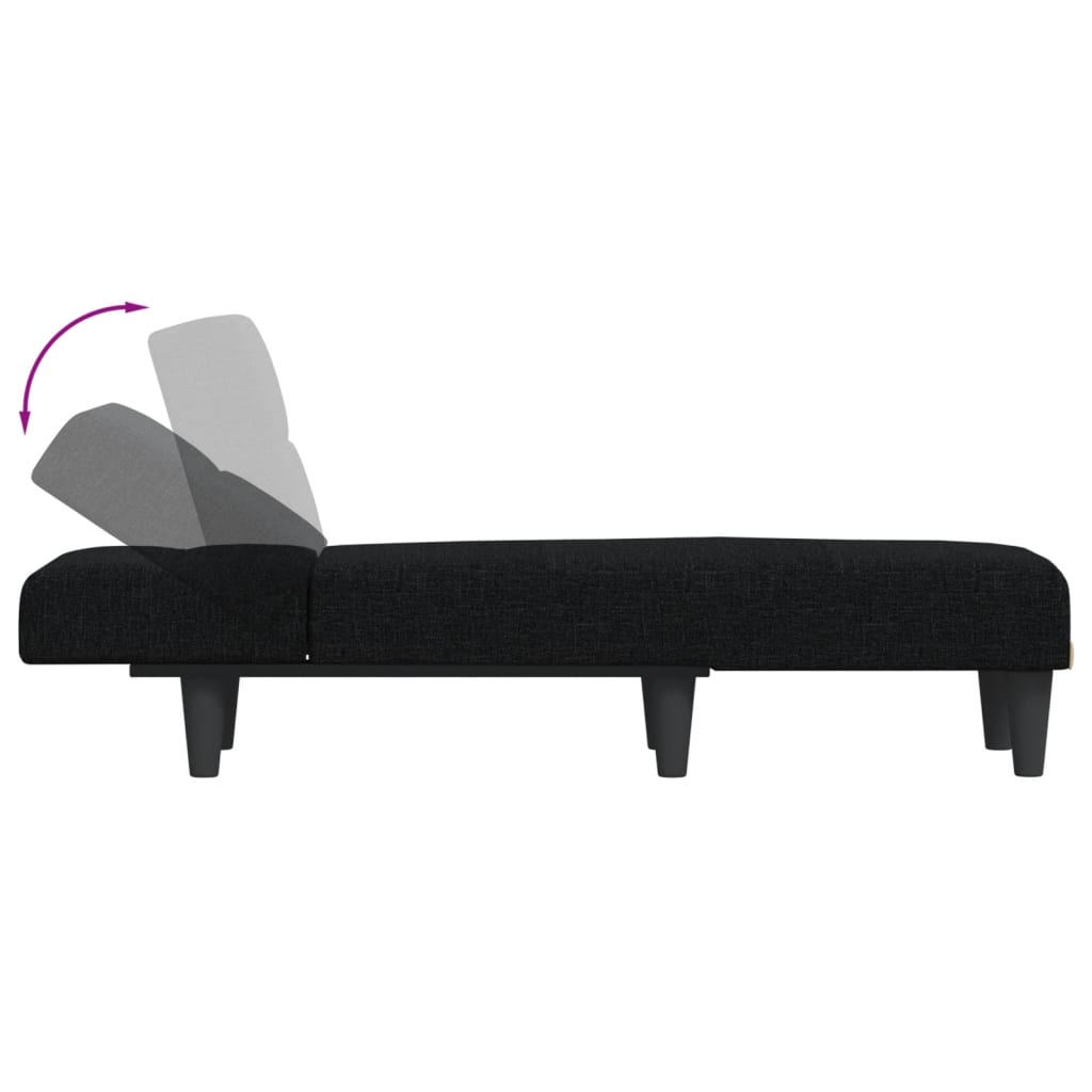 vidaXL Șezlong, negru, material textil vidaXL Șezlong, negru, material textil