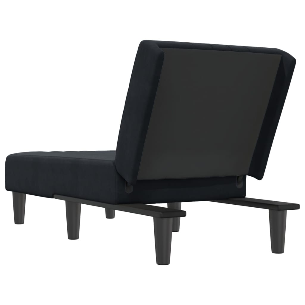 vidaXL Șezlong, negru, catifea vidaXL Șezlong, negru, catifea