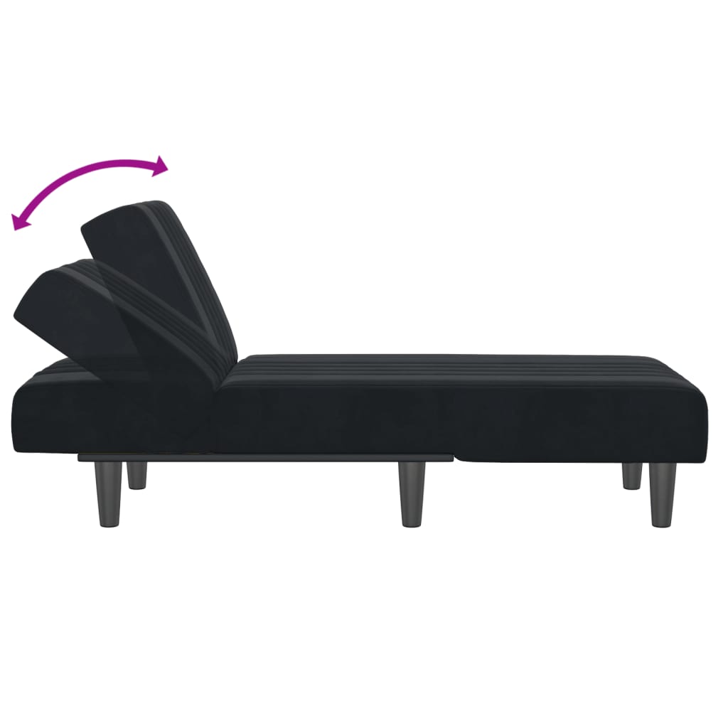vidaXL Șezlong, negru, catifea vidaXL Șezlong, negru, catifea