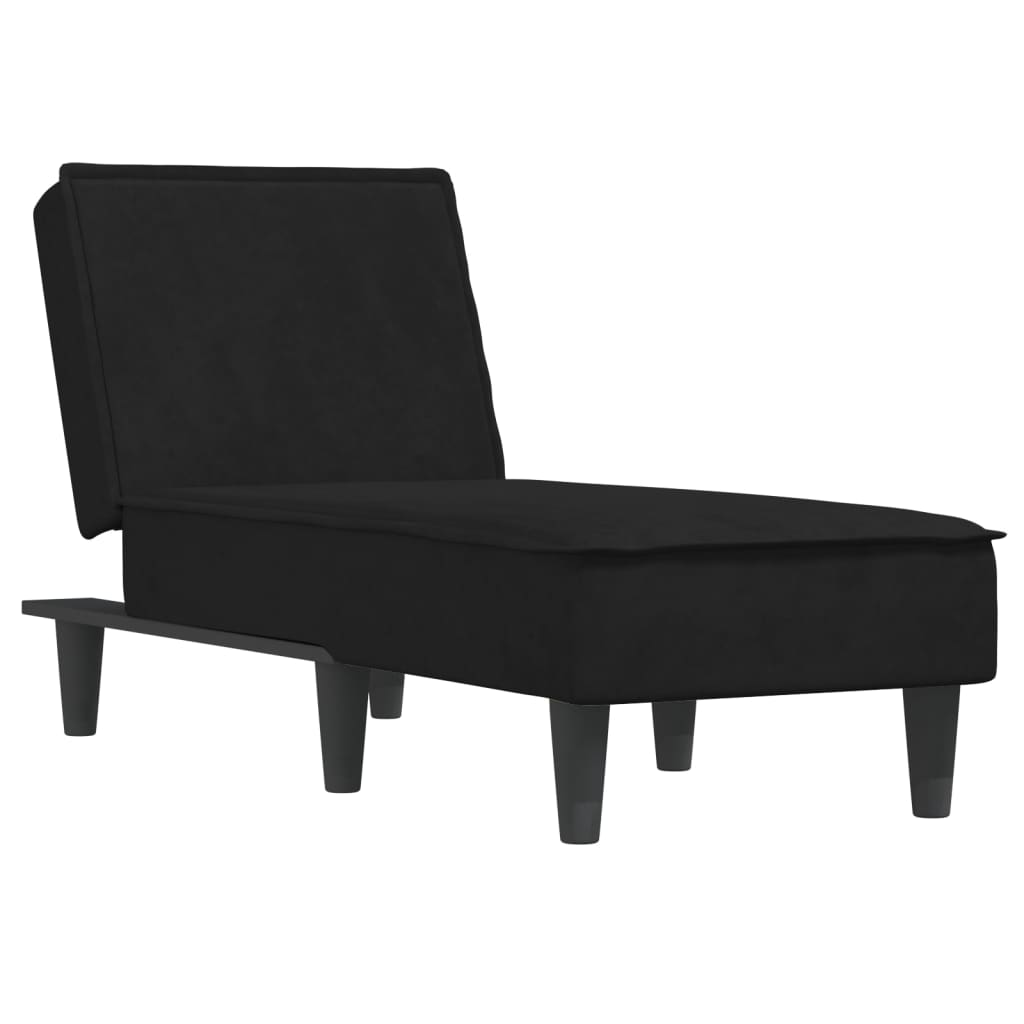 vidaXL Șezlong, negru, catifea vidaXL Șezlong, negru, catifea