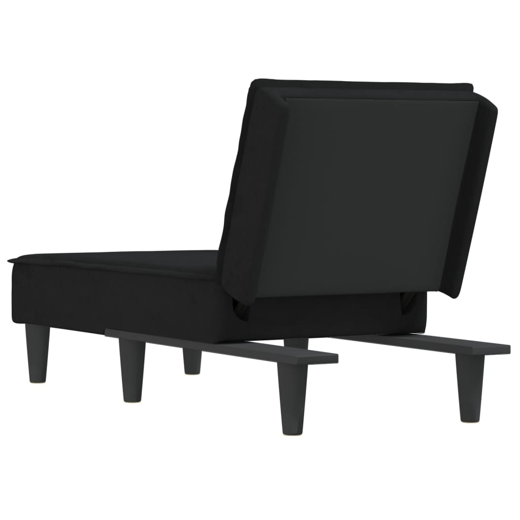 vidaXL Șezlong, negru, catifea vidaXL Șezlong, negru, catifea