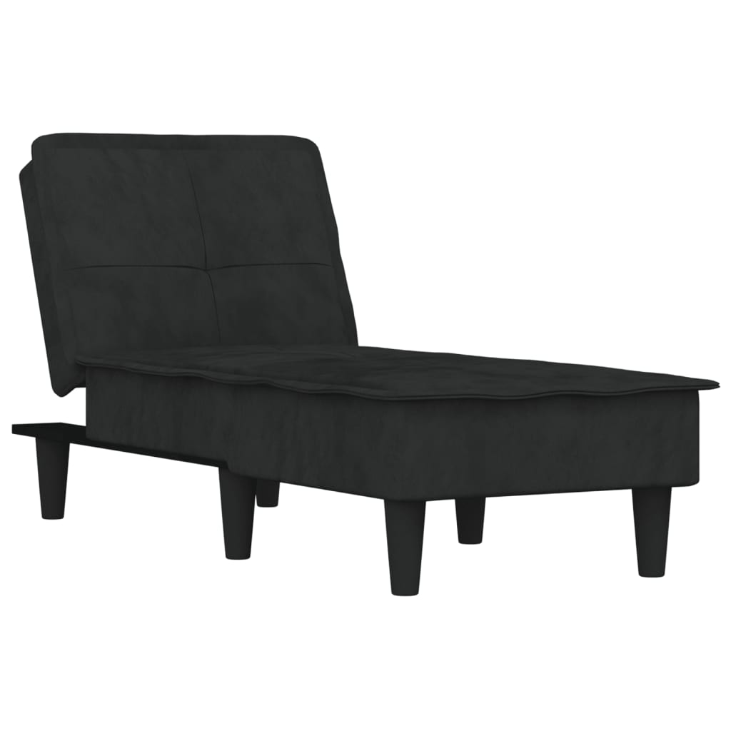 vidaXL Șezlong, negru, catifea vidaXL Șezlong, negru, catifea