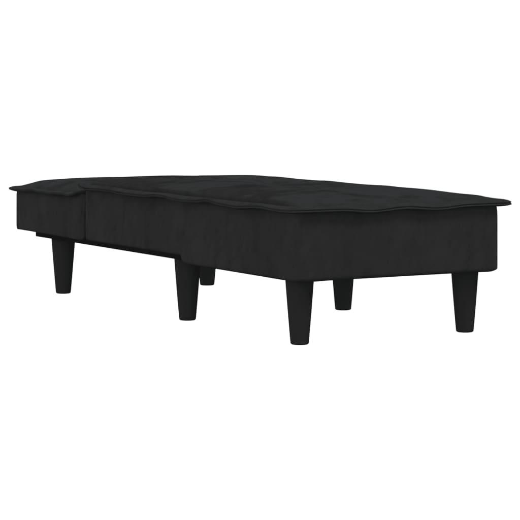 vidaXL Șezlong, negru, catifea vidaXL Șezlong, negru, catifea