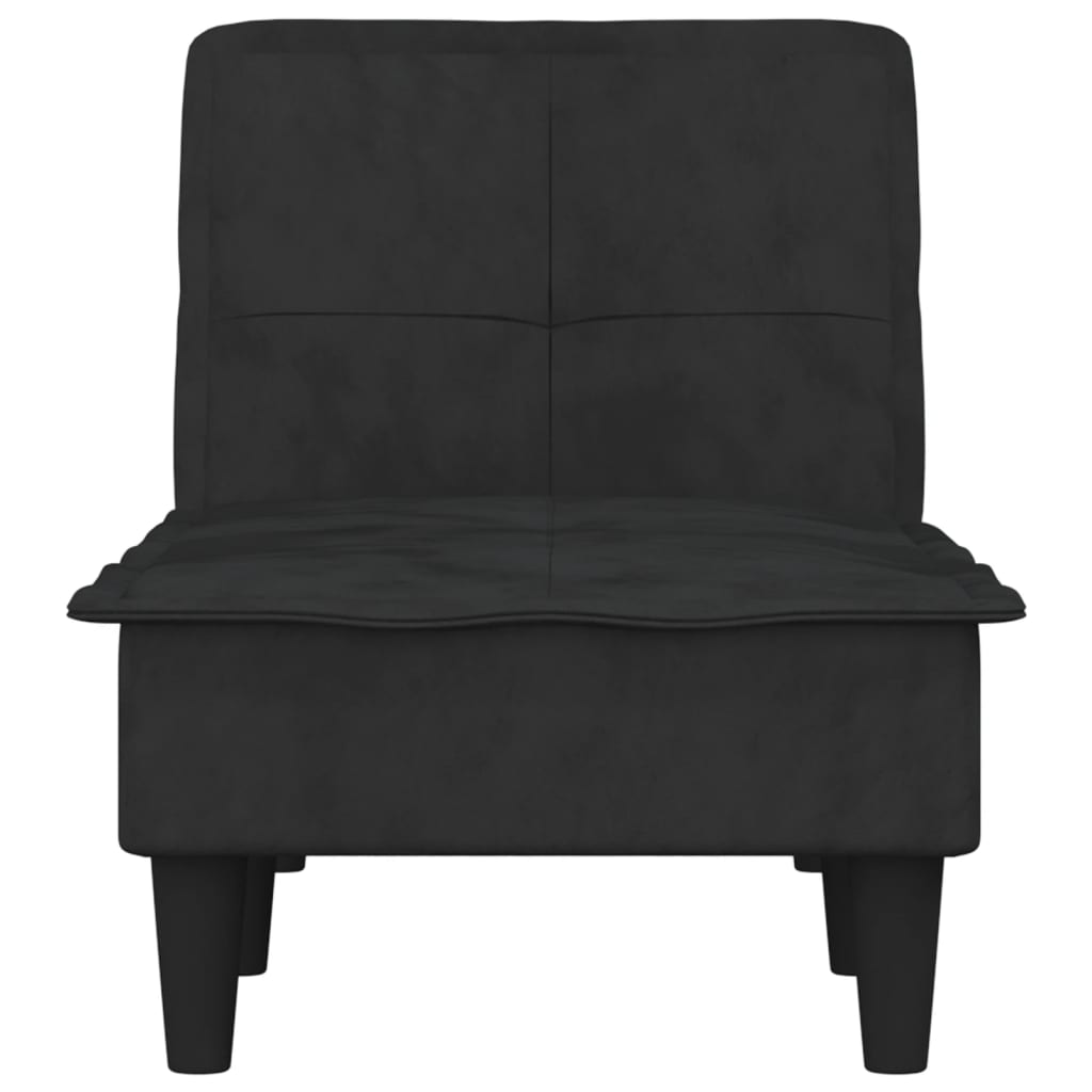 vidaXL Șezlong, negru, catifea vidaXL Șezlong, negru, catifea