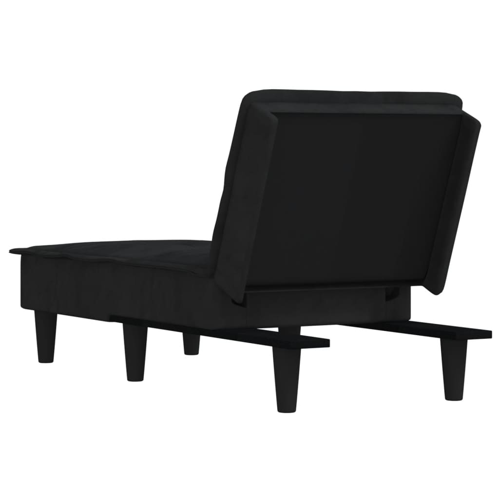 vidaXL Șezlong, negru, catifea vidaXL Șezlong, negru, catifea