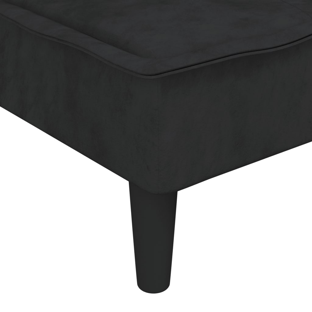 vidaXL Șezlong, negru, catifea vidaXL Șezlong, negru, catifea