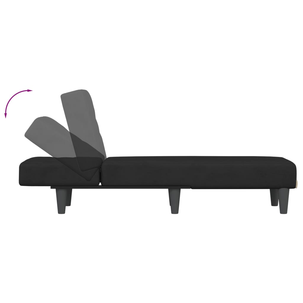 vidaXL Șezlong, negru, catifea vidaXL Șezlong, negru, catifea
