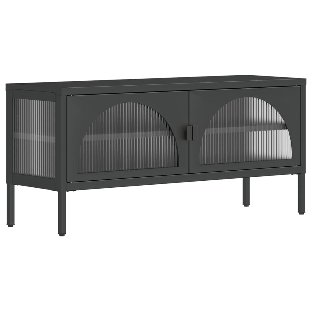 vidaXL Dulap TV, negru, 105x35x50 cm, sticlă și oțel