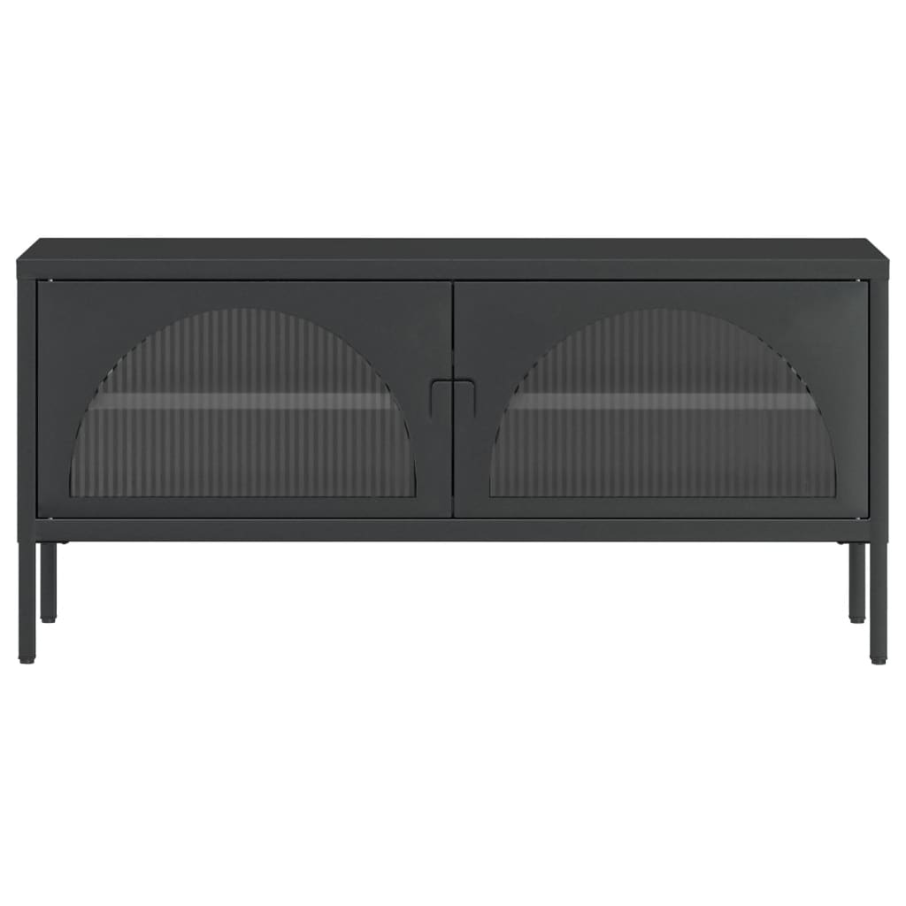 vidaXL Dulap TV, negru, 105x35x50 cm, sticlă și oțel