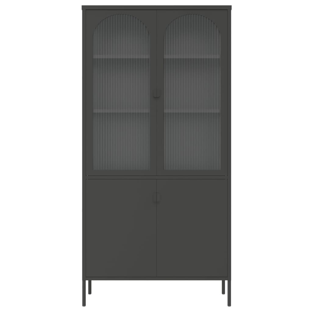 vidaXL Dulap înalt, negru, 90x40x180 cm, sticlă și oțel