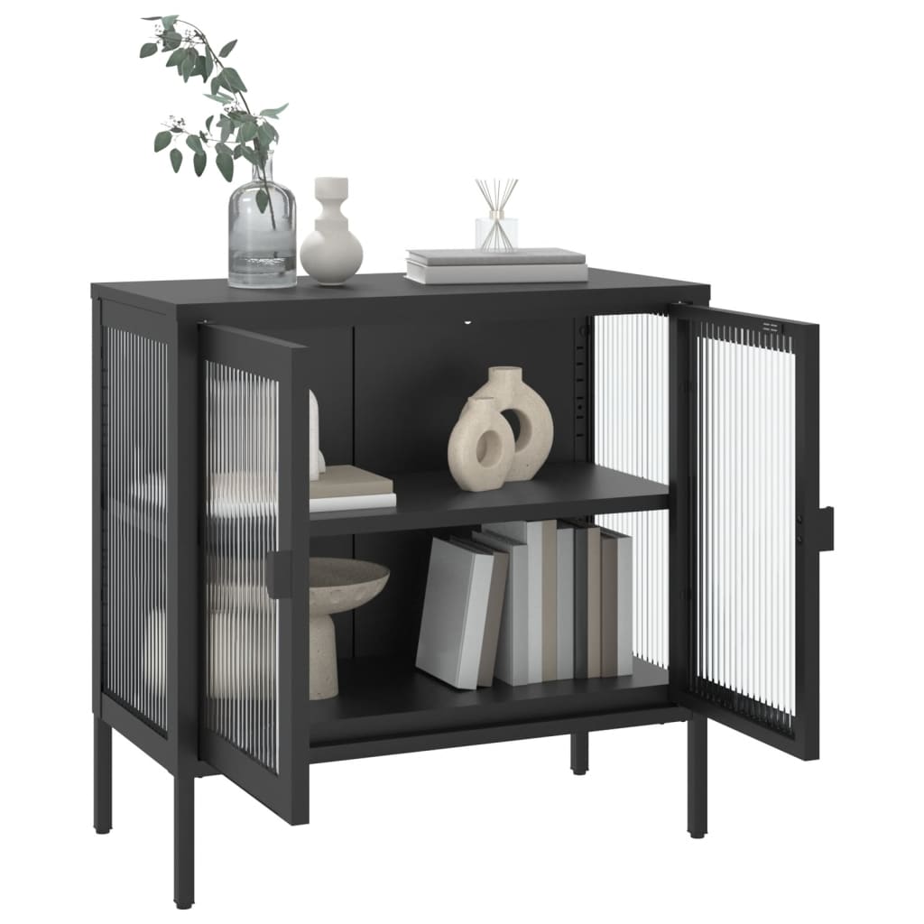 vidaXL Dulap, negru, 70x35x70 cm, sticlă și oțel vidaXL Dulap, negru, 70x35x70 cm, sticlă și oțel