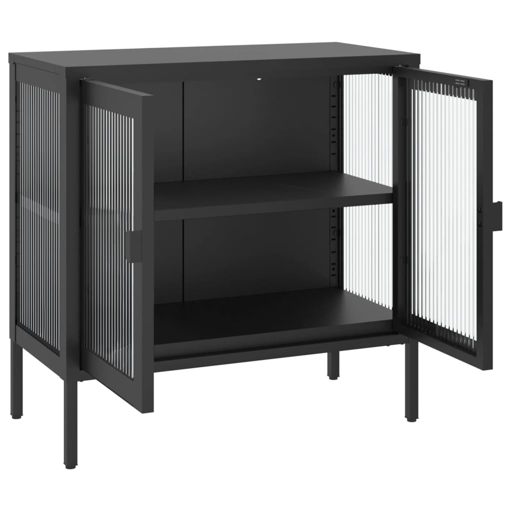 vidaXL Dulap, negru, 70x35x70 cm, sticlă și oțel vidaXL Dulap, negru, 70x35x70 cm, sticlă și oțel