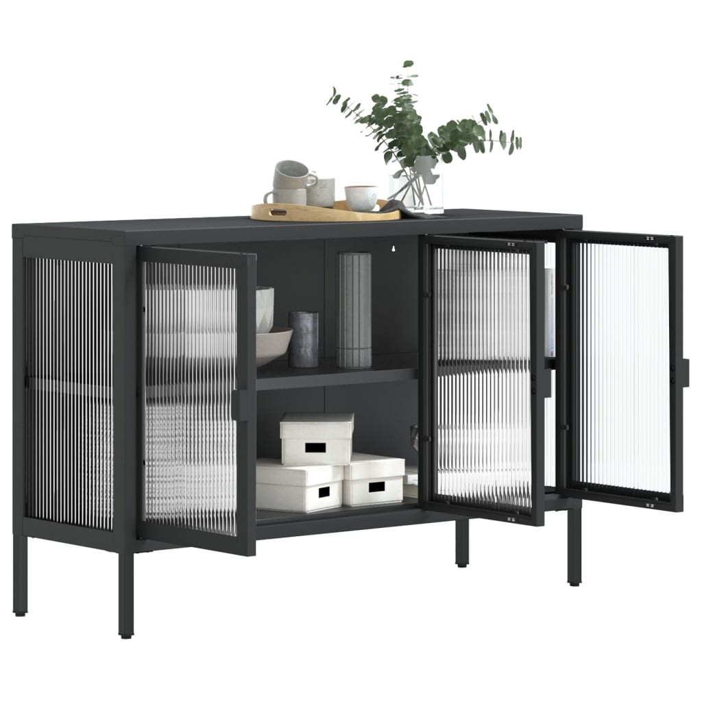 vidaXL Dulap, negru, 105x35x70 cm, sticlă și oțel