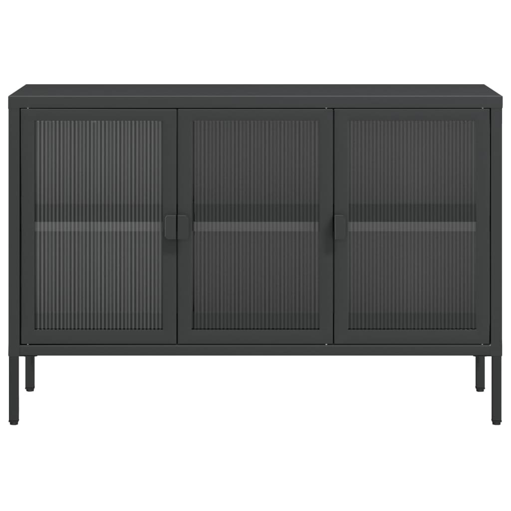 vidaXL Dulap, negru, 105x35x70 cm, sticlă și oțel