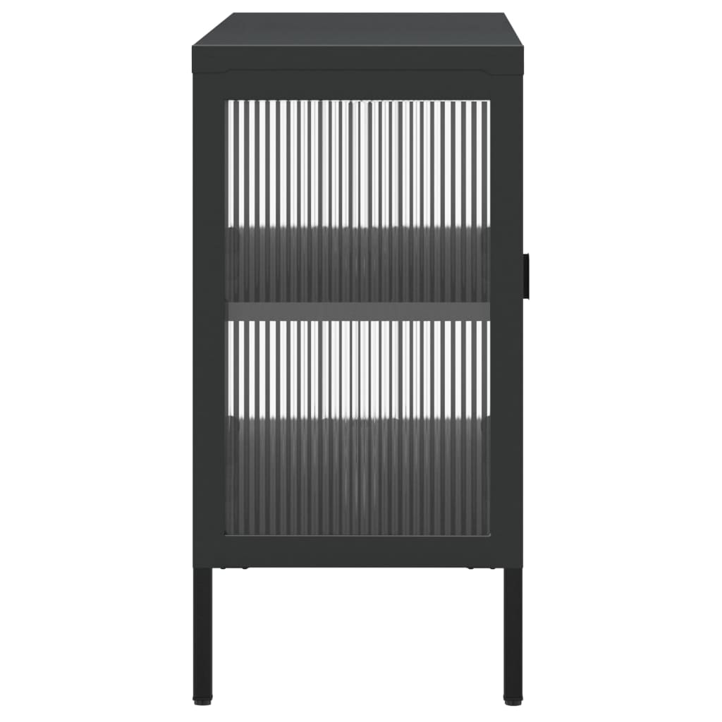 vidaXL Dulap, negru, 105x35x70 cm, sticlă și oțel