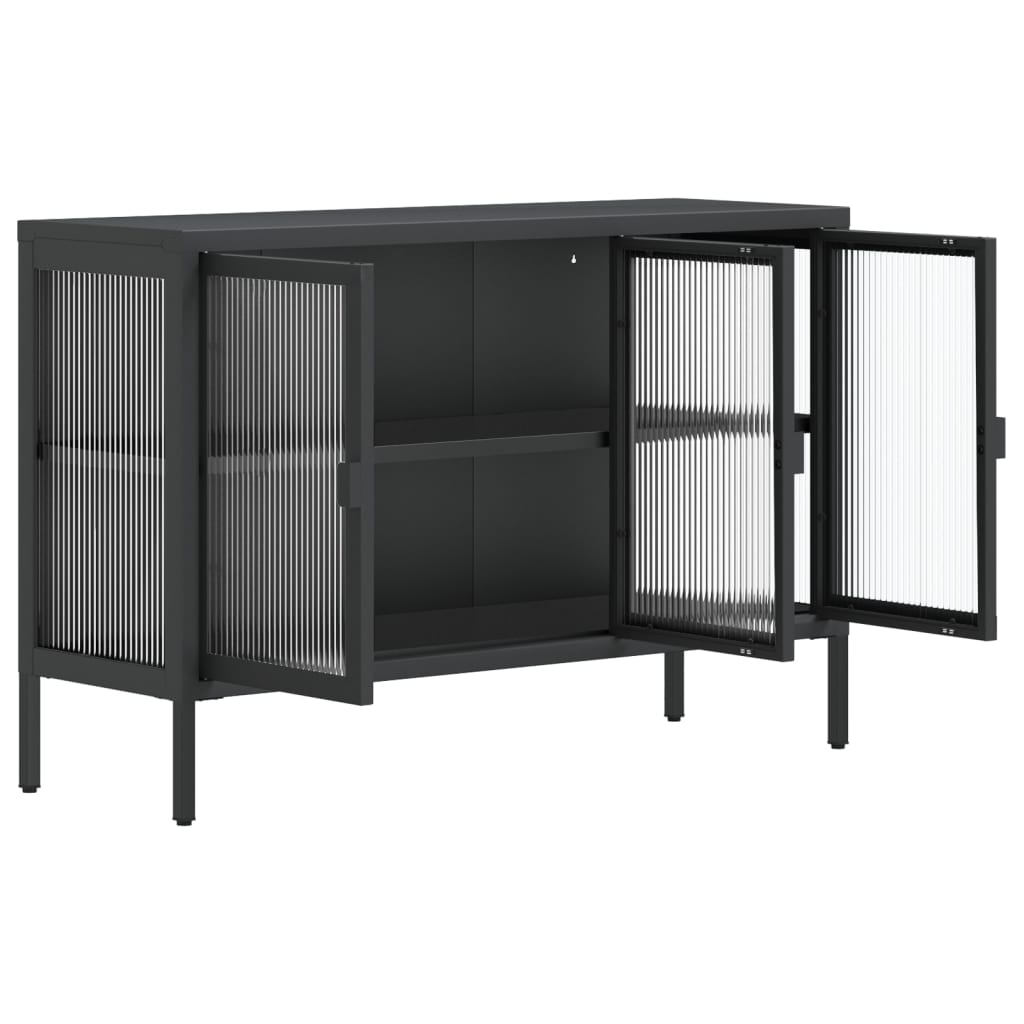 vidaXL Dulap, negru, 105x35x70 cm, sticlă și oțel
