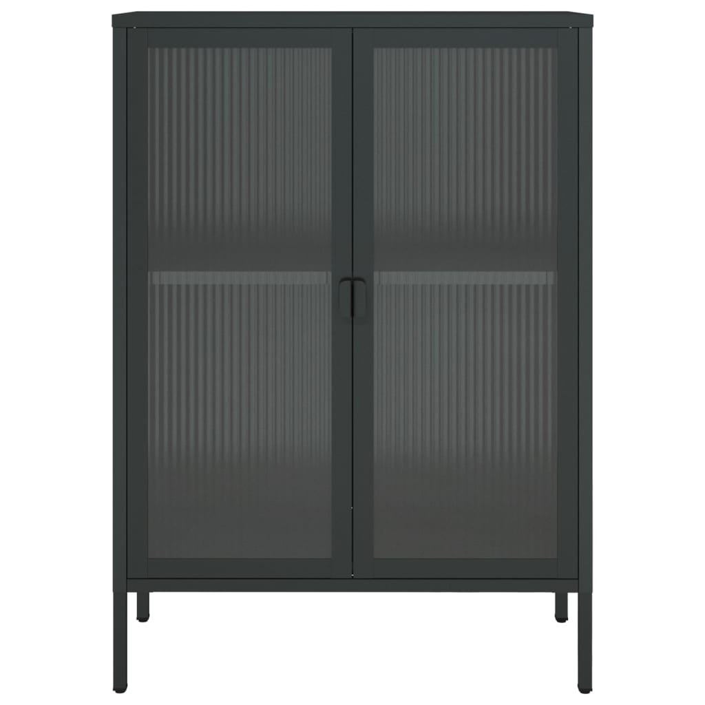 vidaXL Dulap, negru, 75x35x105 cm, sticlă și oțel