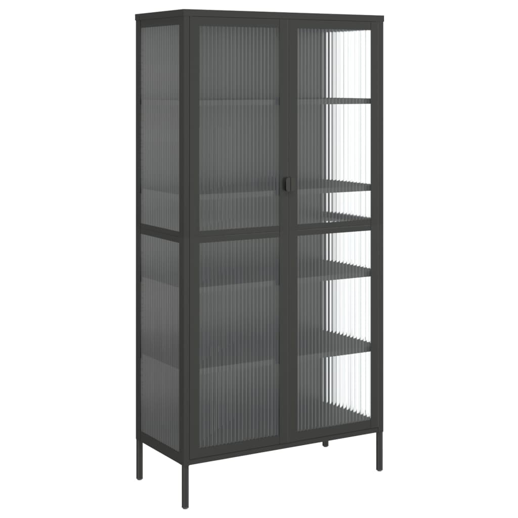 vidaXL Dulap înalt, negru, 85x40x180 cm, sticlă și oțel