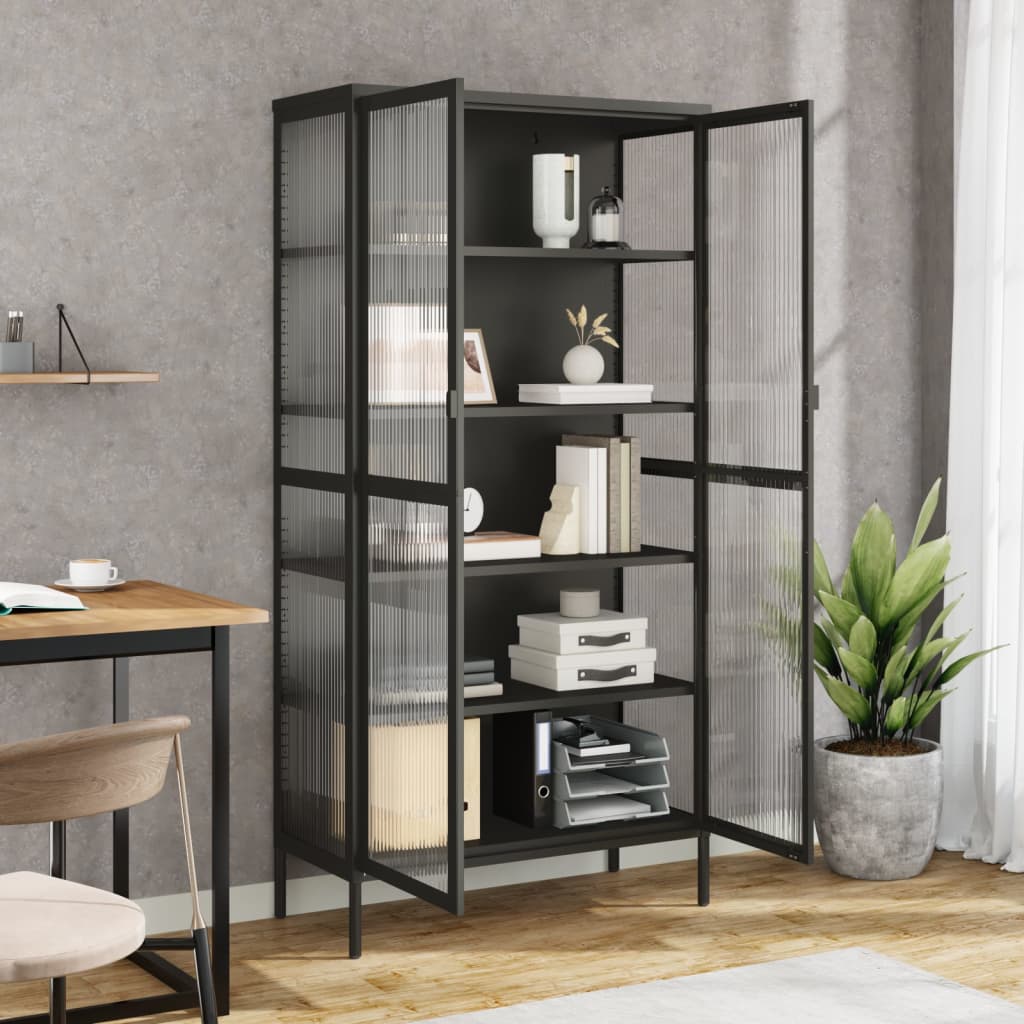 vidaXL Dulap înalt, negru, 85x40x180 cm, sticlă și oțel