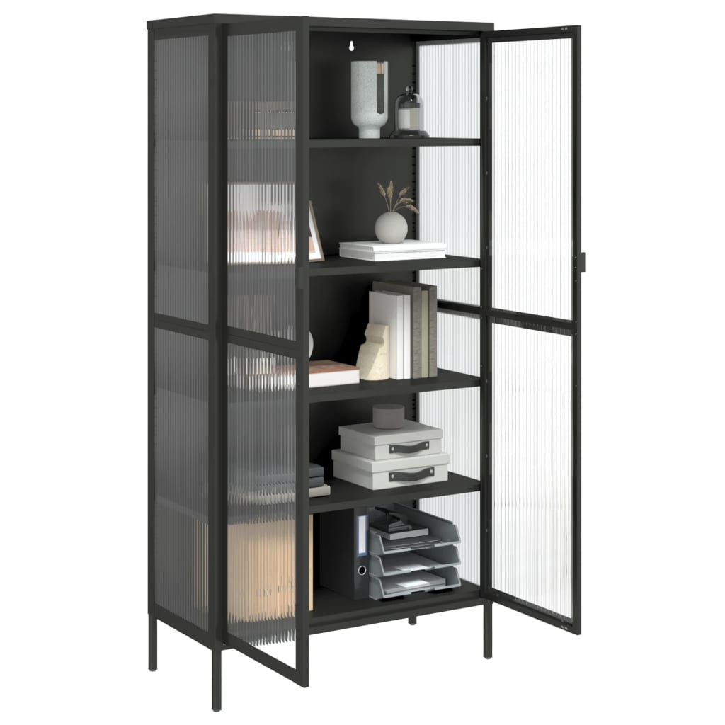 vidaXL Dulap înalt, negru, 85x40x180 cm, sticlă și oțel