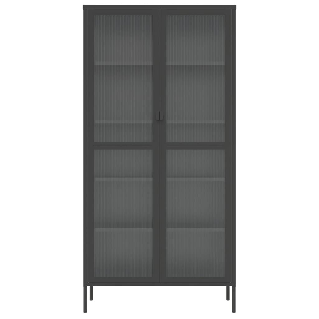 vidaXL Dulap înalt, negru, 85x40x180 cm, sticlă și oțel